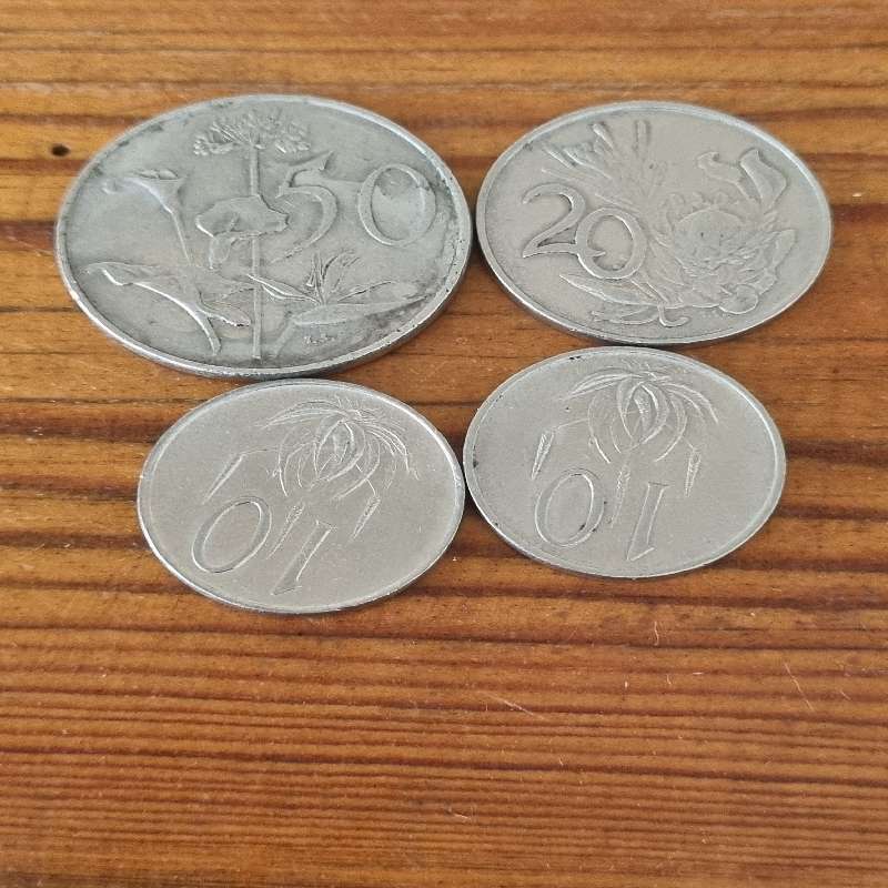 Vintage Coins - 50c, 20c & 2 x 10c coins