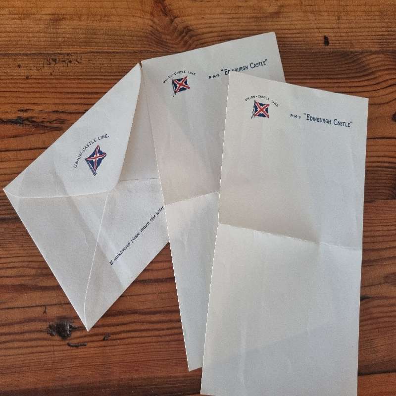 Union-Castle Line - Stationary - Envelope and 2 x pages