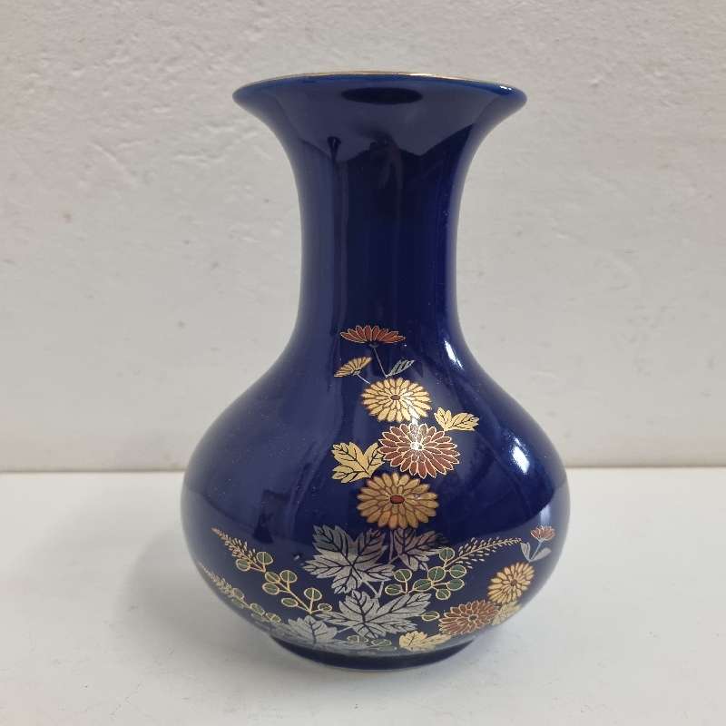 Vintage Cobalt Blue Oriental Vase - Height - 19cm