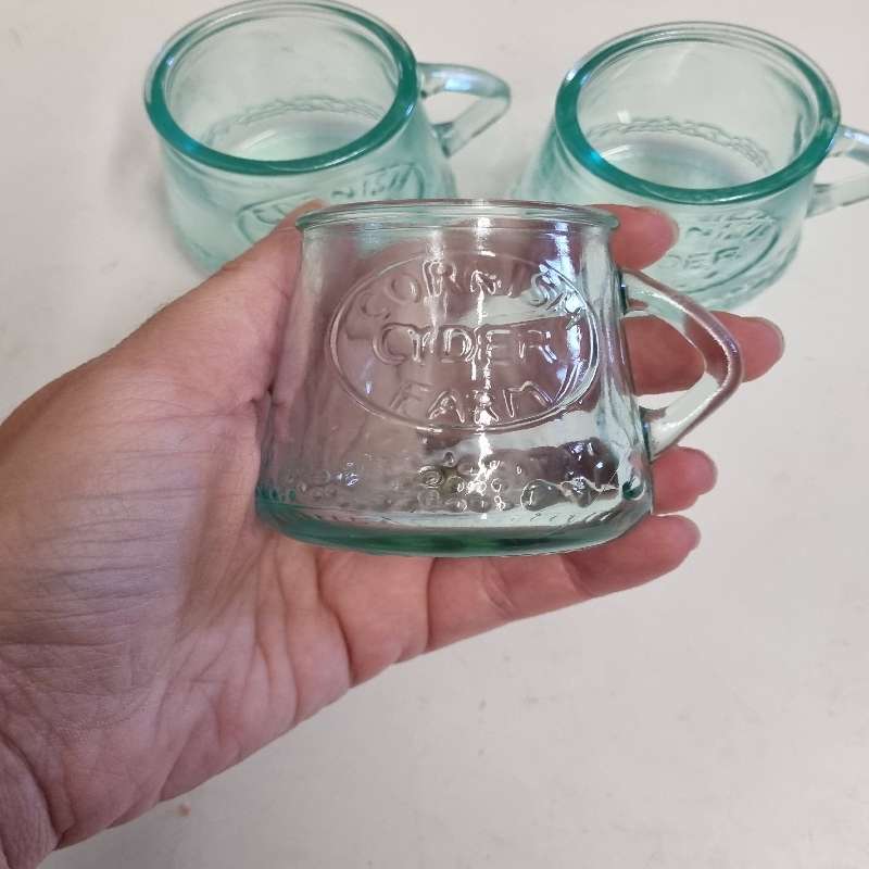 3 x Small Cornish Cider Farm Glasses / Mugs - Height - 6cm