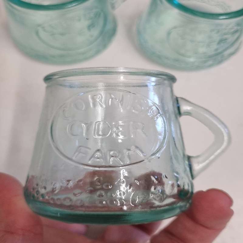 3 x Small Cornish Cider Farm Glasses / Mugs - Height - 6cm