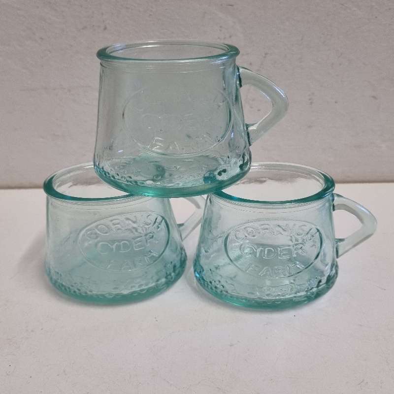 3 x Small Cornish Cider Farm Glasses / Mugs - Height - 6cm
