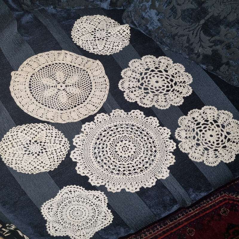 7 x Vintage Crochet Doilies - Off-white