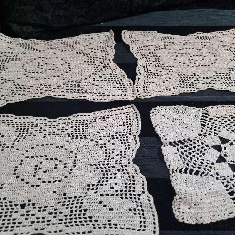 6 x Square Vintage Crochet Doilies