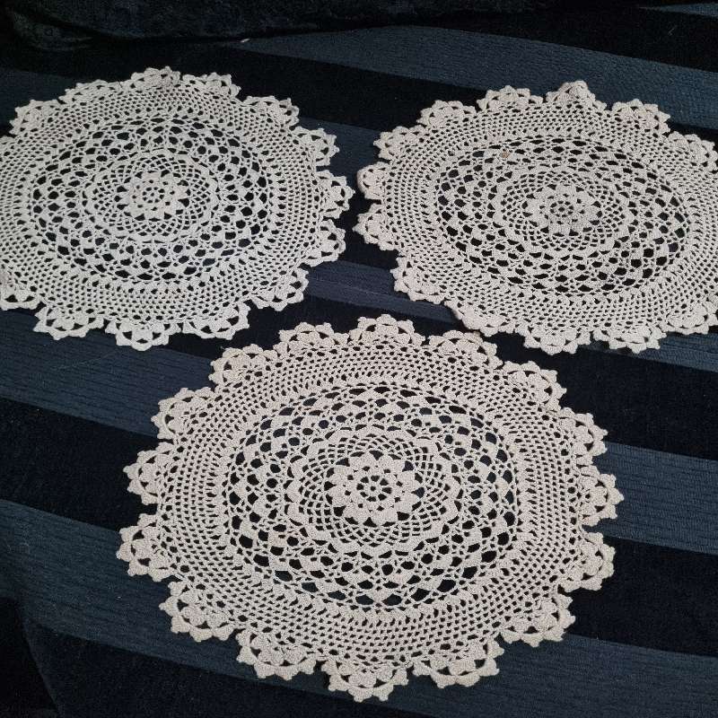 3 x Vintage Crochet Doilies - Diameter - 24cm