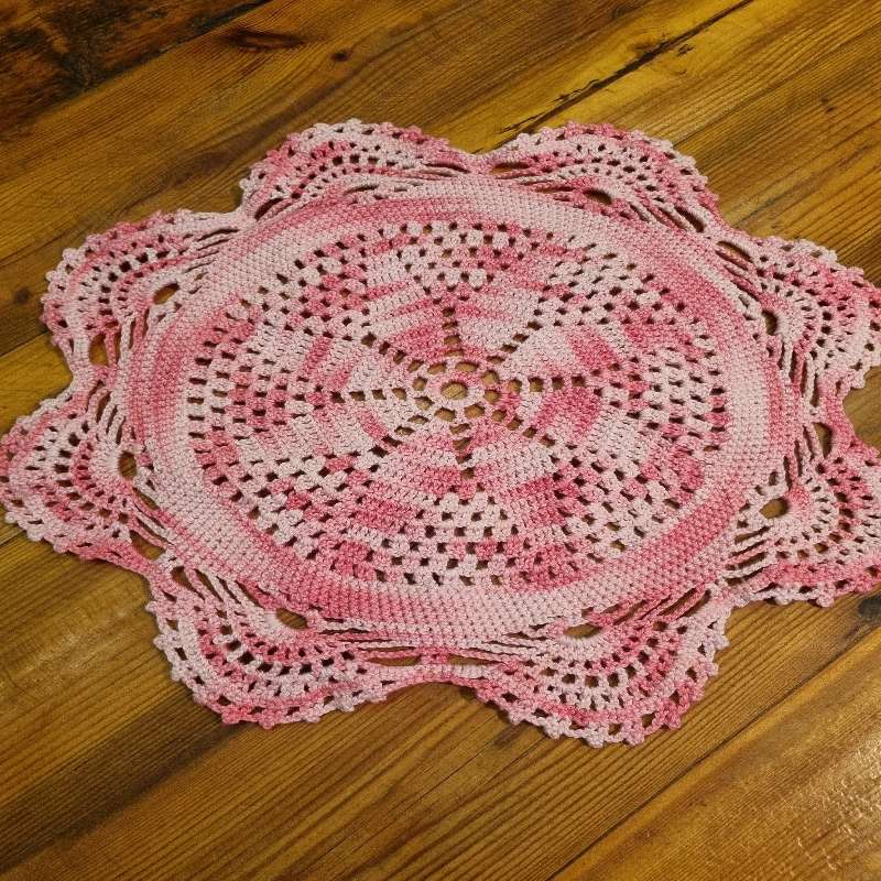 Beautiful Pink Crochet Doily - Diameter - 34cm
