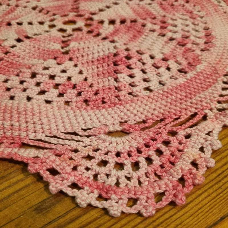 Beautiful Pink Crochet Doily - Diameter - 34cm