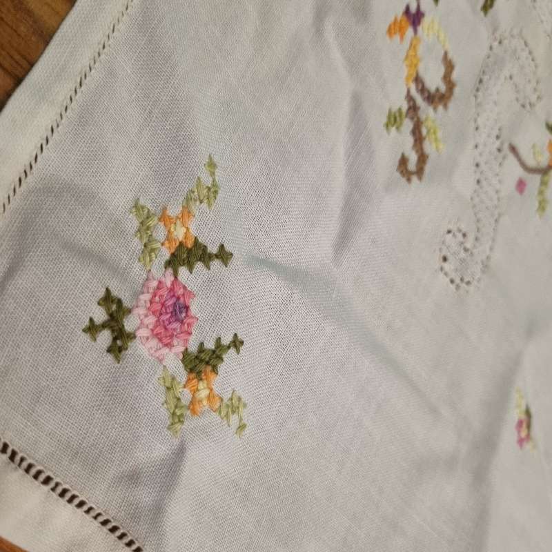 Vintage Embroidered Tea Tray Cloth