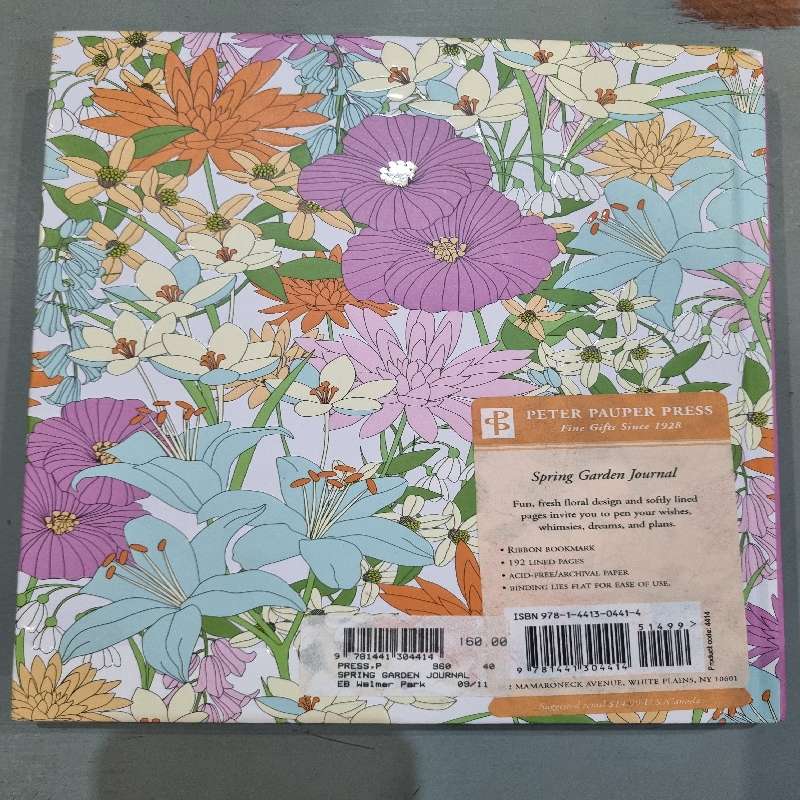 Beautiful Spring Garden Journal - Ribbon Bookmark - 192 Lined Pages - New