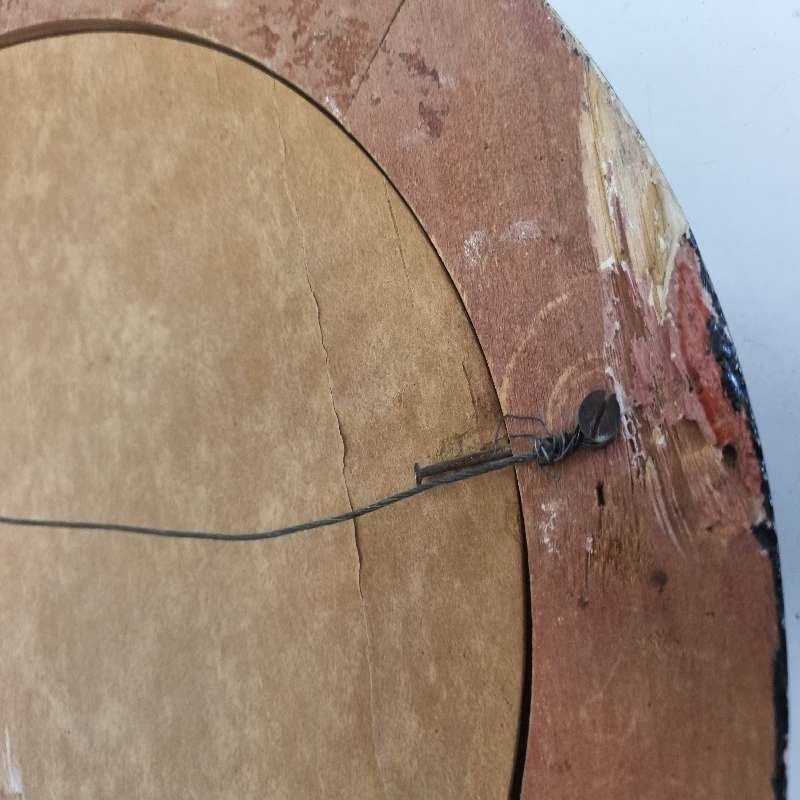 Vintage Oval Wooden Picture Frame with curved glass and vintage print Art Deco