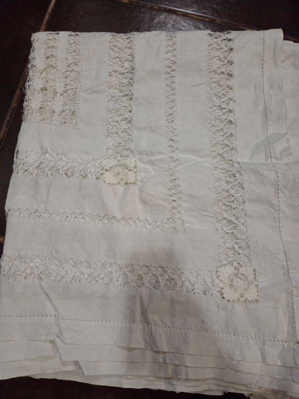Very large beautiful Vintage Tablecloth Some minor imperfections  Size - 2.5m x 2m