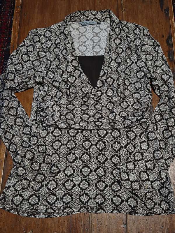 Beautiful Brown and White Long Sleeve top - Truworths - Size 36
