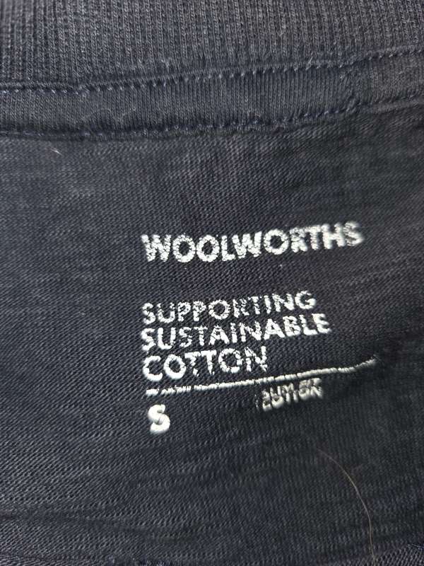 Woolworths Navy Sustainable Cotton Slim Fit Long Sleeve Top - Size S