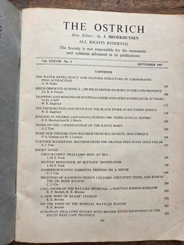 The Ostrich - Journal of the SA Ornithological Society - 1967