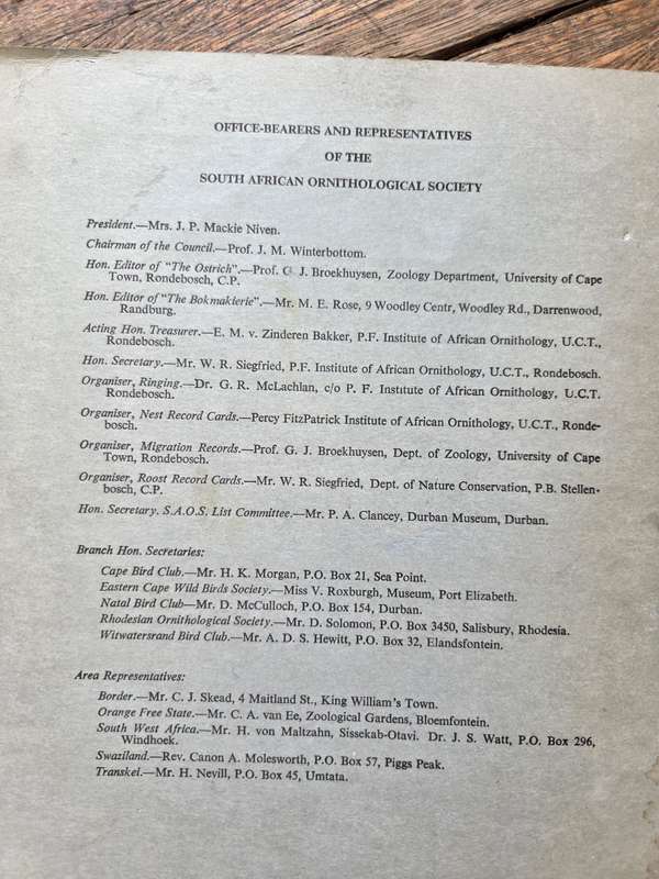 The Ostrich - Journal of the SA Ornithological Society - 1967