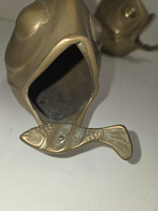 2 x Brass Fish Shaped Ashtrays
