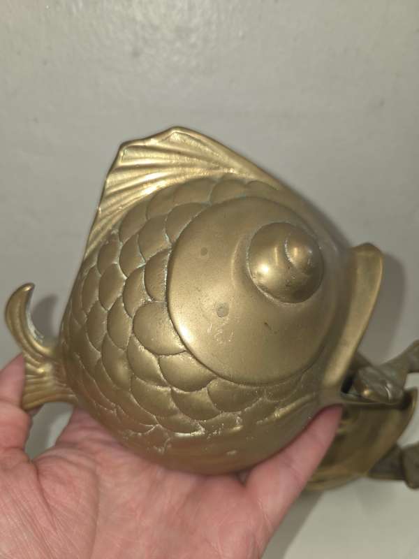 2 x Brass Fish Shaped Ashtrays