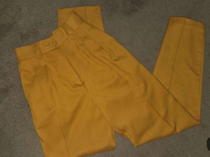 2 Piece Vintage Woolworths Suit - Mustard Jacket and Pants set - Size 8