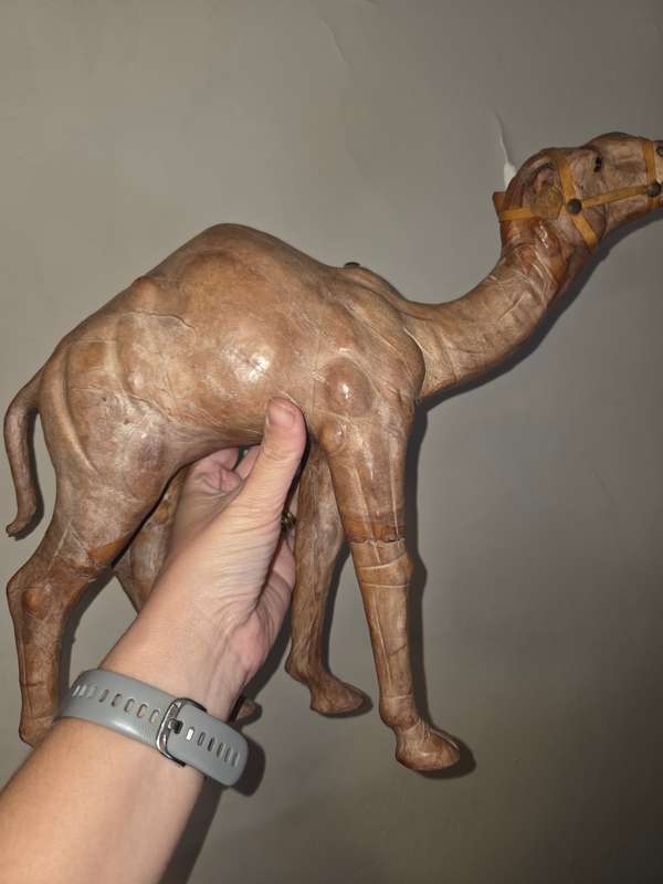 Large Vintage Leather Wrapped Camel - Great Detail