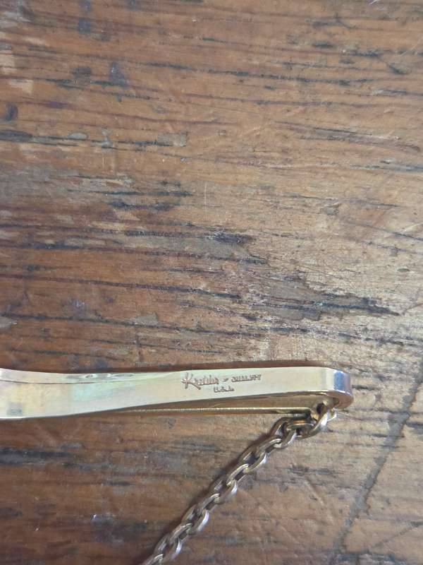 Vintage Kreister Quality Gold Plated Tie Bar & Chain