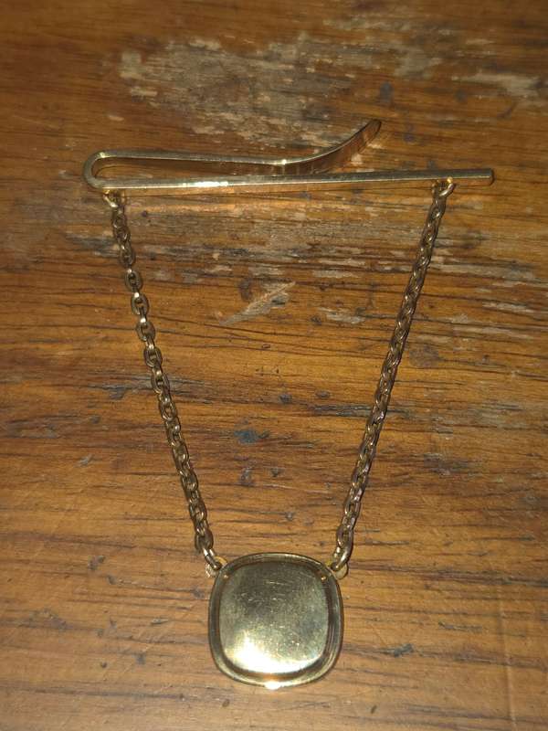 Vintage Kreister Quality Gold Plated Tie Bar & Chain