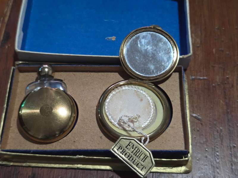 Vintage Emrich Gold Plated Compactum and Perfume bottle set - Emrich Product