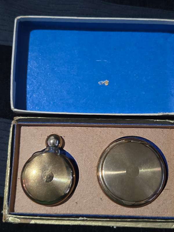 Vintage Emrich Gold Plated Compactum and Perfume bottle set - Emrich Product