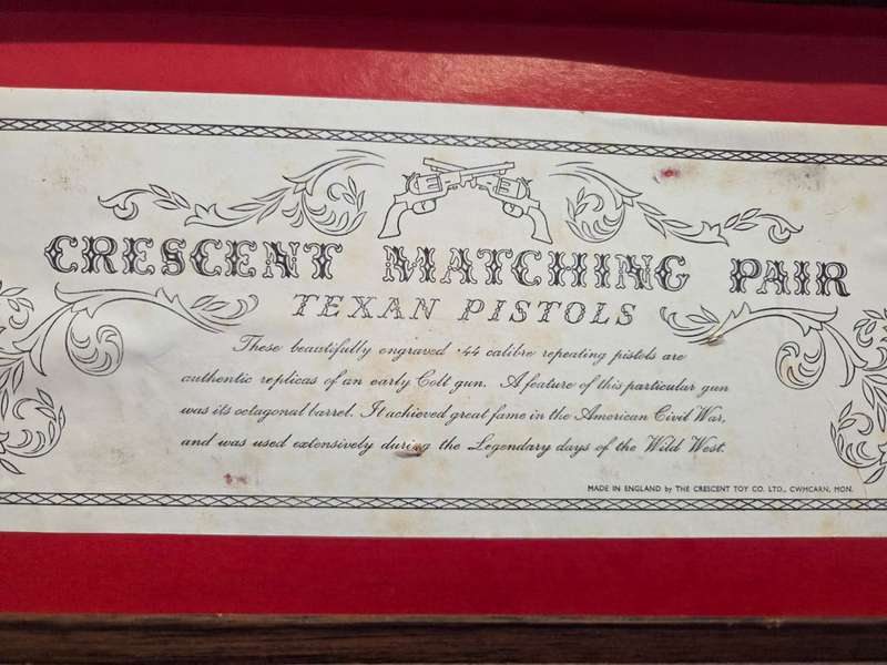 Vintage Crescent Matching Pair Texan Pistols - Cap Guns - Great find!!! In original packaging