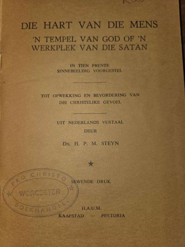 Die Hart van die Mens - "n Temper van God - Sewende Druk - Vintage boekie