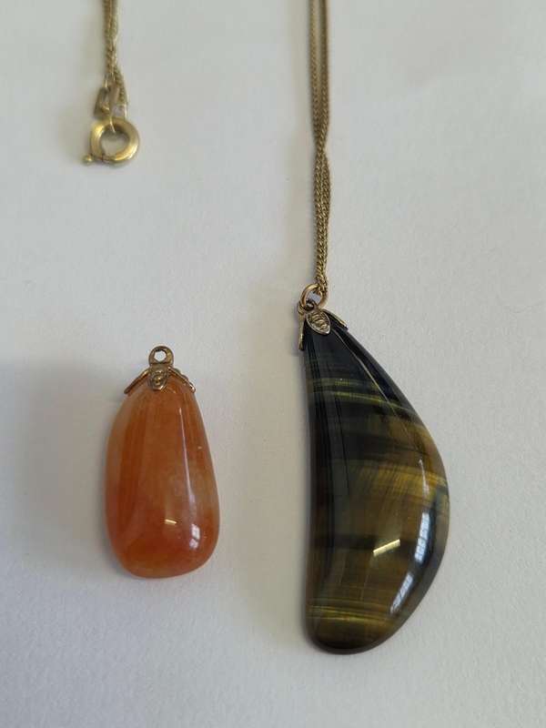 Vintage Rolled Gold Necklace with 2 Pendants