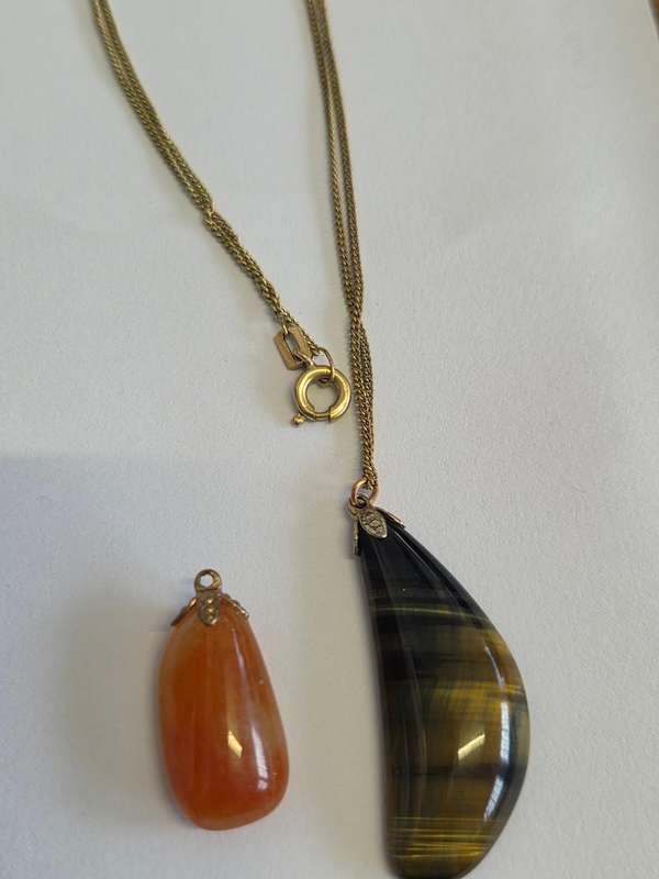 Vintage Rolled Gold Necklace with 2 Pendants