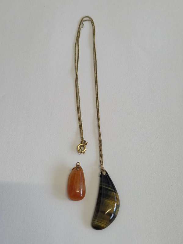 Vintage Rolled Gold Necklace with 2 Pendants