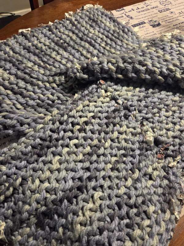 Chunky Knit Blanket / Throw in shades of Grey Size - 1.7m x 0.85m