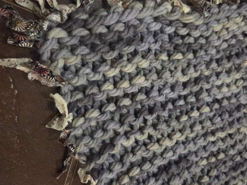 Chunky Knit Blanket / Throw in shades of Grey Size - 1.7m x 0.85m