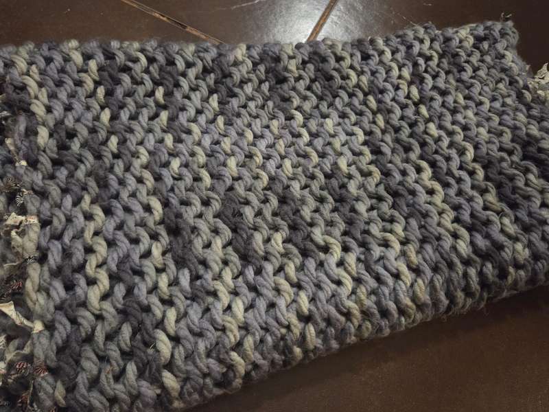 Chunky Knit Blanket / Throw in shades of Grey Size - 1.7m x 0.85m