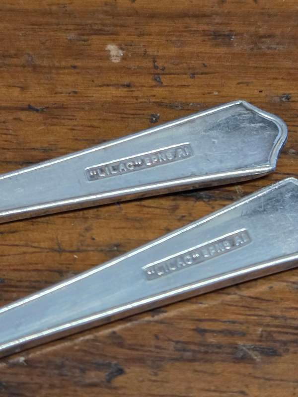 2 x Beautiful Vintage Teaspoons - Sheffield England - Lilac EPNS