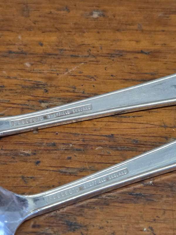 2 x Beautiful Vintage Teaspoons - Sheffield England - Lilac EPNS