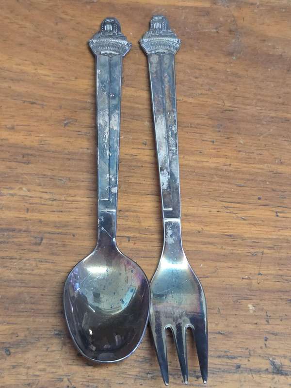 Vintage Voortrekker Monument Spoon and Fork Set - Unity EPNS - Needs a clean