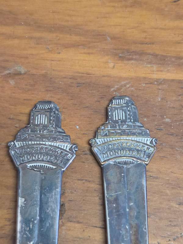 Vintage Voortrekker Monument Spoon and Fork Set - Unity EPNS - Needs a clean