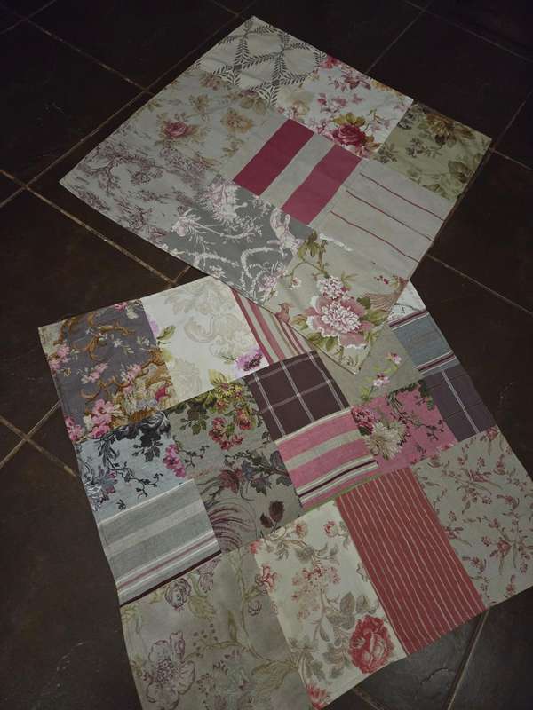 2 x Beautiful Patchwork blankets with fleecy inside - 1m x 1m each