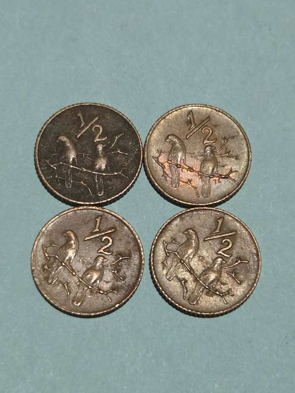 4 x 1970 1/2c - Vintage coins