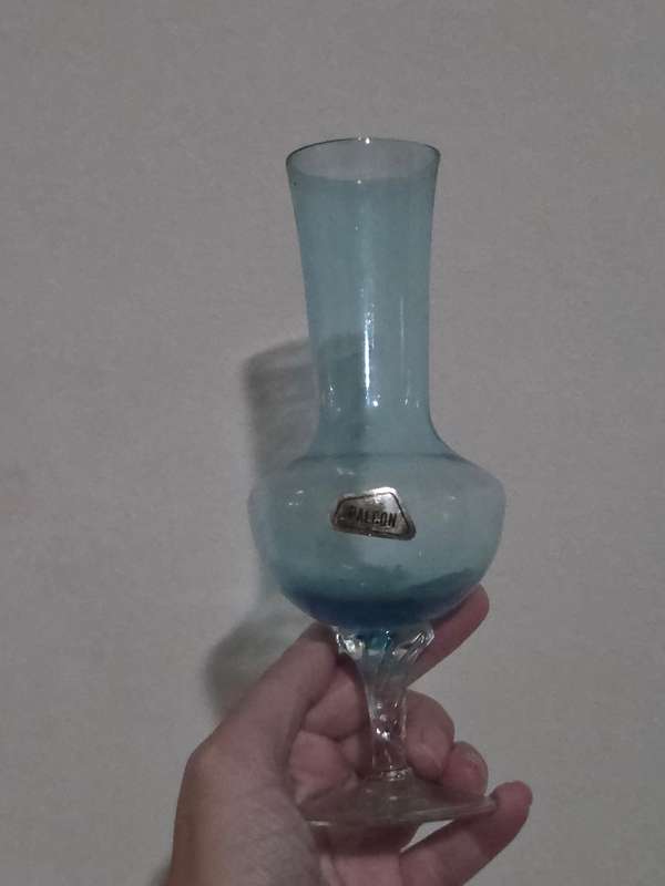 Vintage blue Palcon glass vase