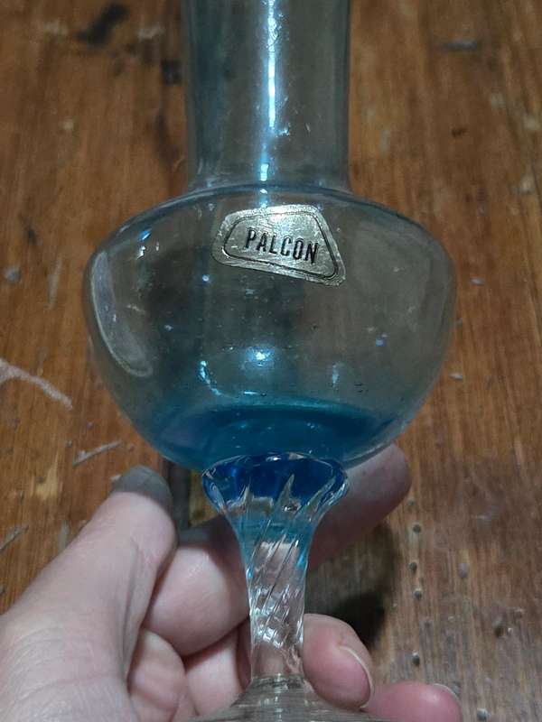 Vintage blue Palcon glass vase