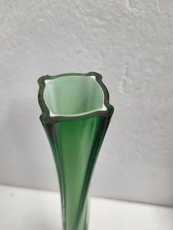Vintage Tall Green Glass Vase - 40cm
