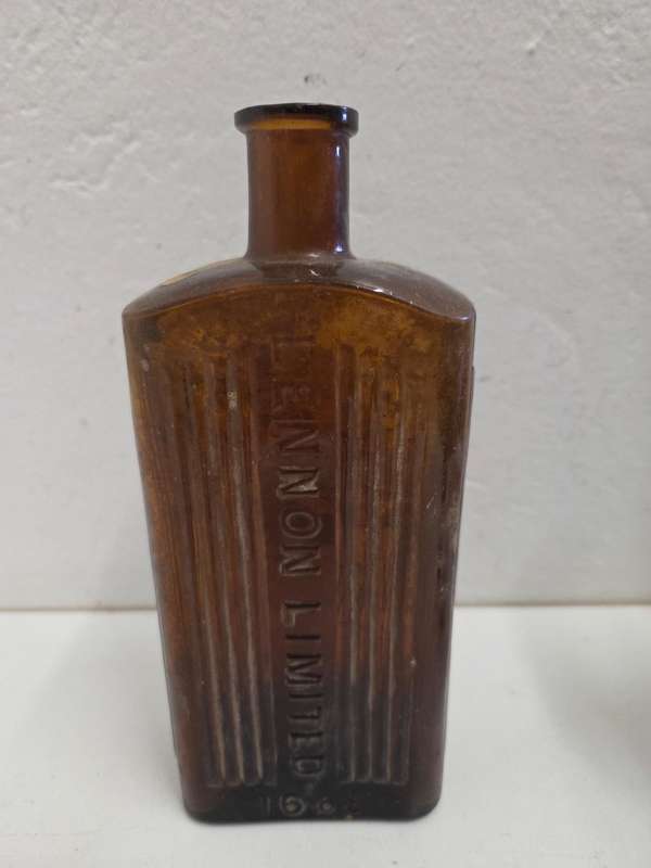 Vintage Brown Glass Bottle - Lennon Limited 16 oz - Height - 19cm