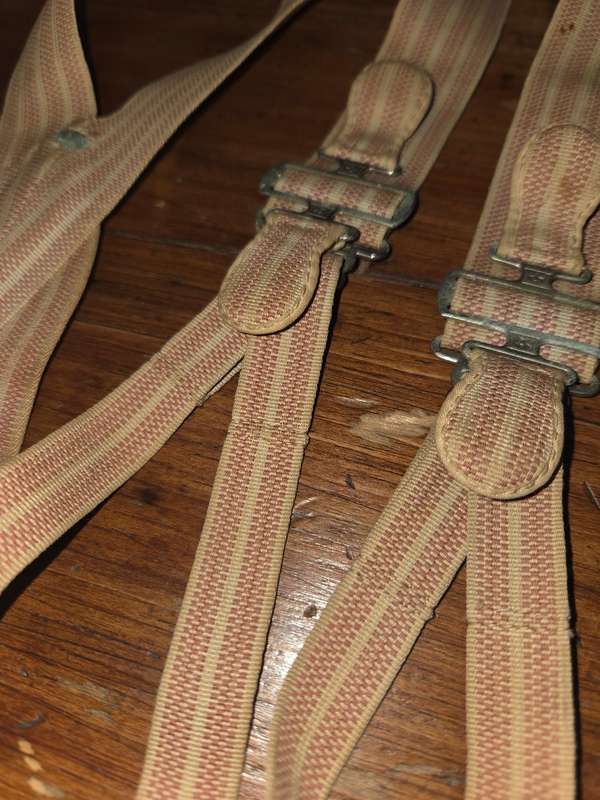 3 x Vintage Suspenders with leather detail - 1970's