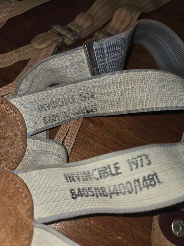 3 x Vintage Suspenders with leather detail - 1970's