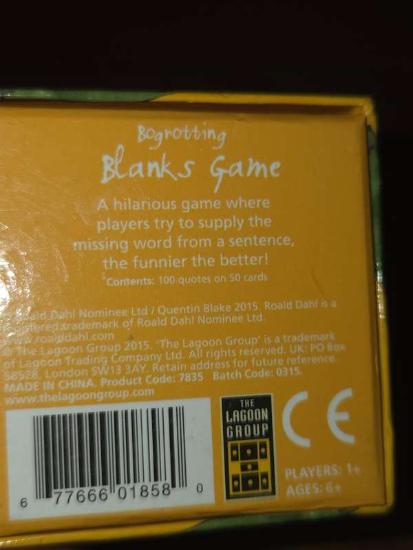 Roald Dahl Lagoon Tabletop Game (Begrotting Blanks)