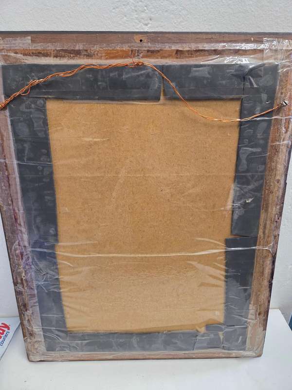 Vintage Embroidered art - Framed - De Hoop is onzen wandelstaf - Size - 47cm x 38cm