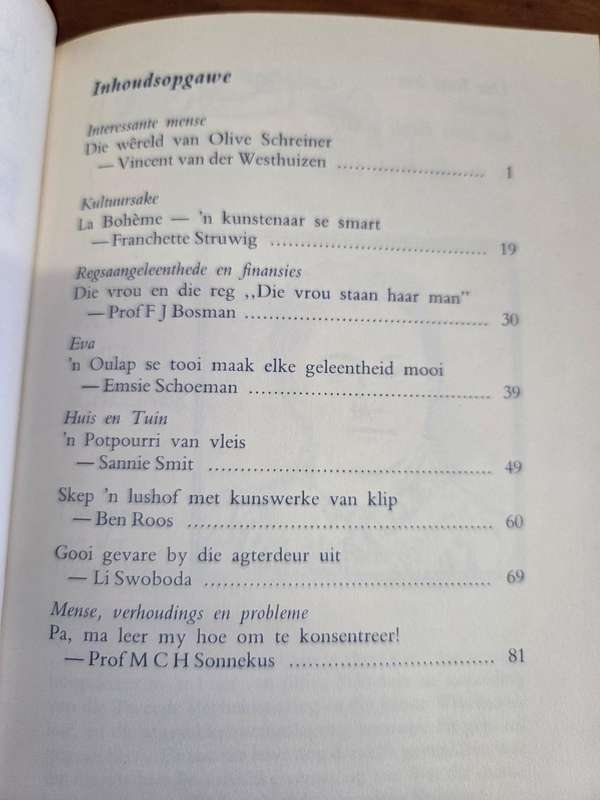 Vrou - Haar eie wereld - Artikel oor Olive Schreiner - en vele meer